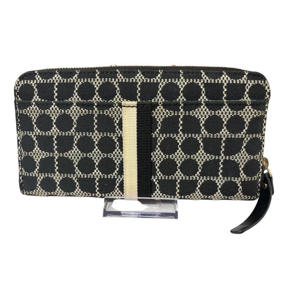 Kate Spade Neda Signature Canvas Black/White Street Noel Zip Around Wallet - Picture 3 of 6